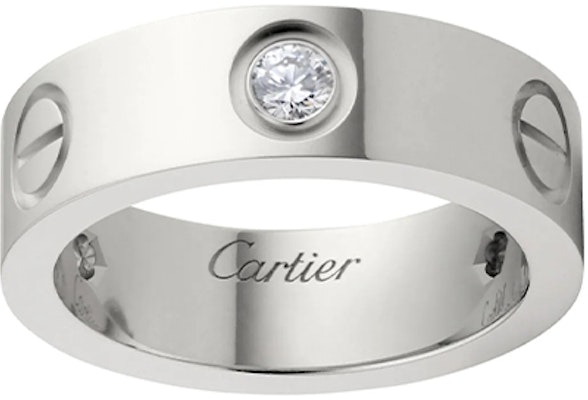 Cartier 愛情系列鑽石戒指 18K 白金 中性銀情侶設計款 B4032500 2
