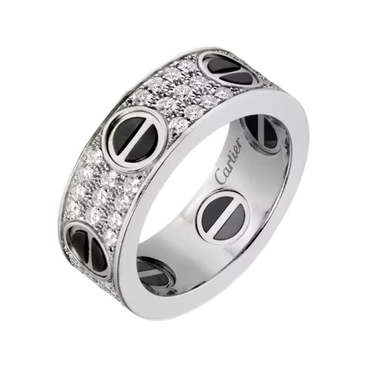 Cartier Love Ring Logo Sweet Platinum Unisex Couple Style - White Gold. B4207600
