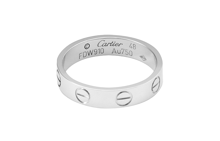 Lookbook 卡地亞 LOVE 窄版戒指 18K白金 情侶款式 男女通用 B4085100