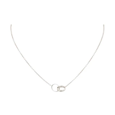 Cartier LOVE Series 18k White Gold Interlocking Necklace Unisex Couple Design B7212500