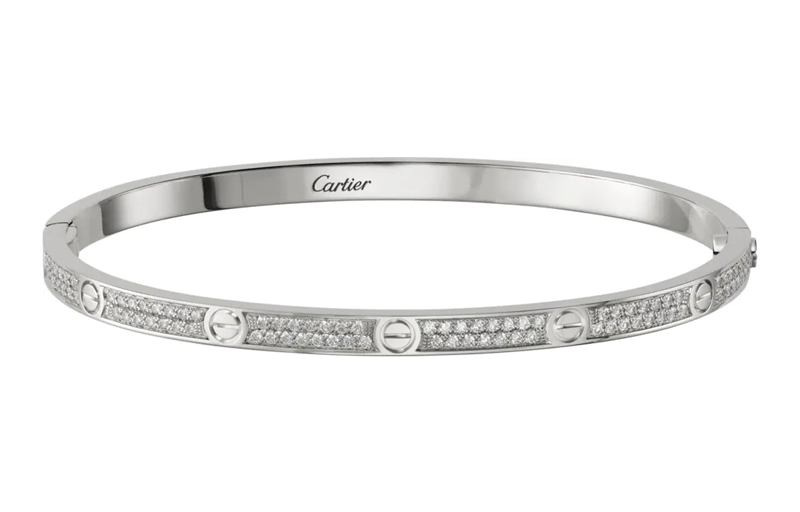 Cartier LOVE Series Small 18K White Gold Diamond Bangle Unisex Couple Bracelet. N6710817 圖 4