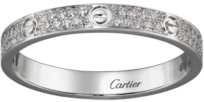 Order Cartier LOVE Small Full Pavé 18K White Gold Ring 2.6mm Unisex Couple's Edition. B4218200