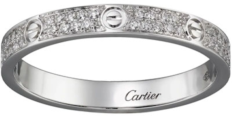 Cartier LOVE小型滿鑲18K白金戒指2.6mm情侶款式男女適用。 B4218200 Order Cartier LOVE小型滿鑲18K白金戒指2.6mm情侶款式男女適用。 B4218200