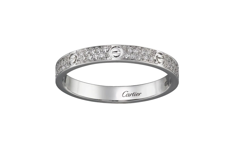 Purchase Cartier LOVE小型滿鑲18K白金戒指2.6mm情侶款式男女適用。 B4218200