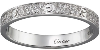 Purchase Cartier LOVE Small Full Pavé 18K White Gold Ring 2.6mm Unisex Couple's Edition. B4218200