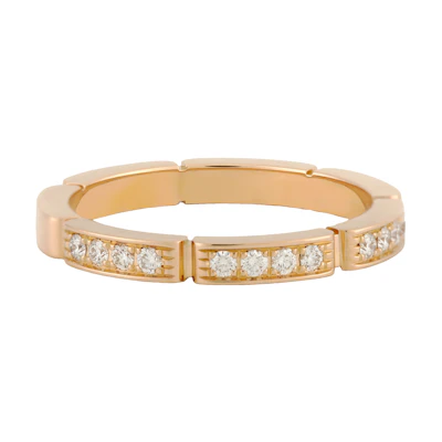 Cartier Maillon Panthère 18K Rose Gold Diamond Ring Unisex Couple Wedding Band. B4221200