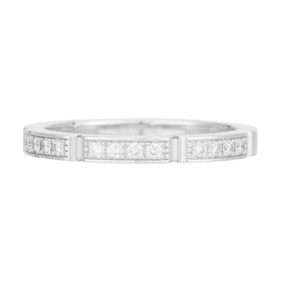 Cartier Maillon Panthère Full Diamond 18K White Gold Unisex Couple Ring. B4221000