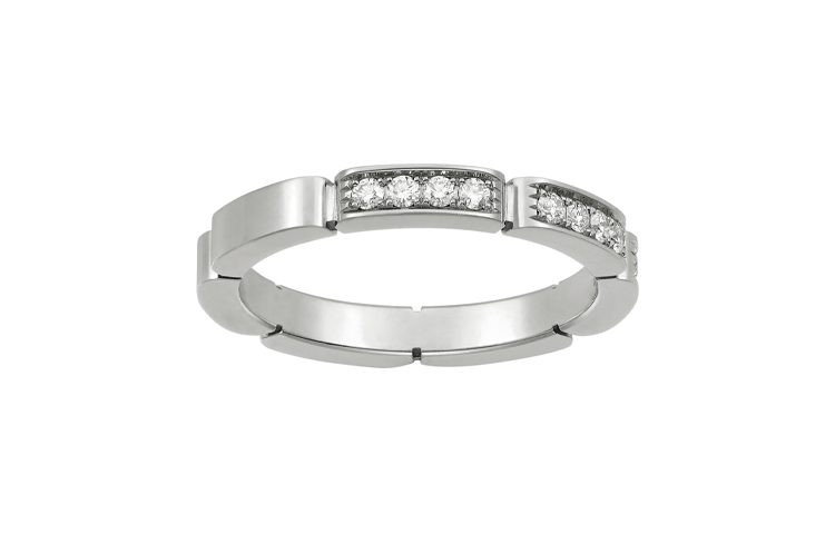 Cartier Maillon Panthère Full Diamond 18K White Gold Unisex Couple Ring. B4221000 圖 2