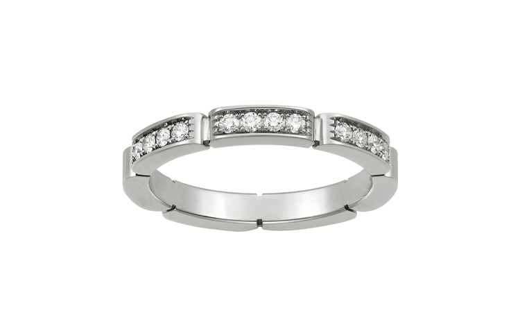 Cartier Maillon Panthère Full Diamond 18K White Gold Unisex Couple Ring. B4221000 圖 3