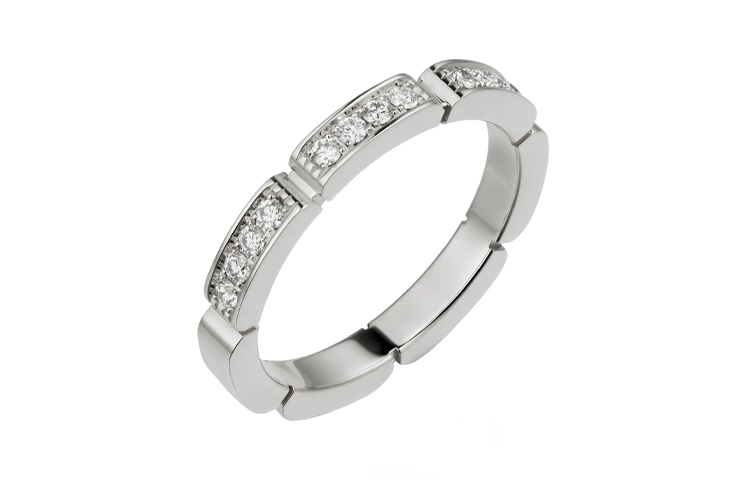 Cartier Maillon Panthère Full Diamond 18K White Gold Unisex Couple Ring. B4221000 圖 4
