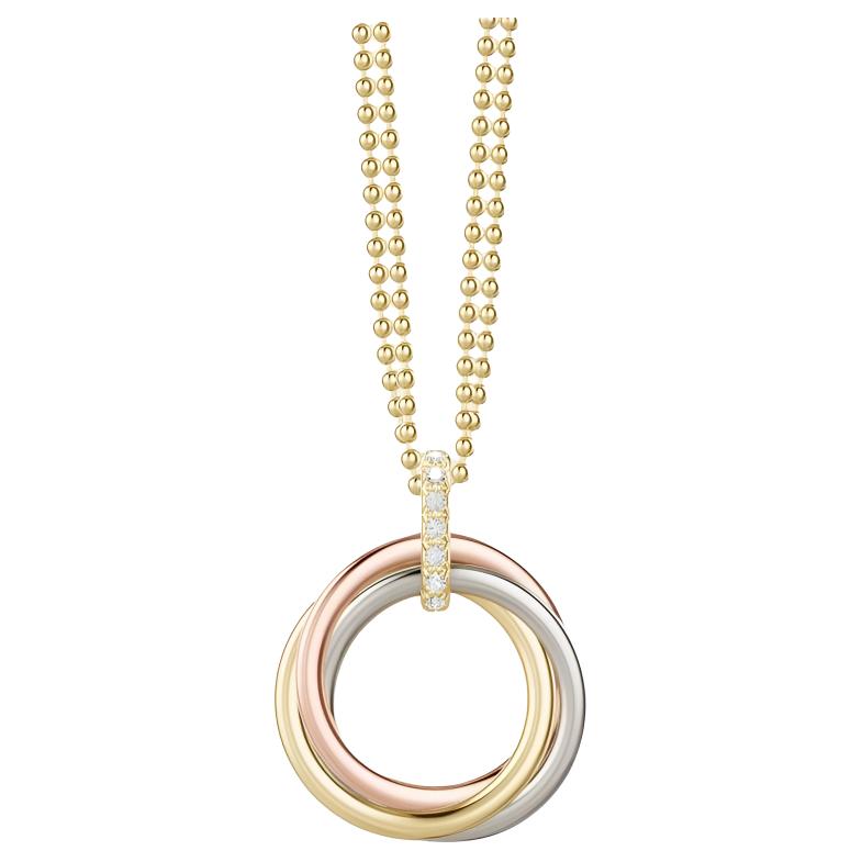 Cartier Multi-Ring Design 18K Gold Diamond Necklace Unisex Couple Style Multicolor. B7224814