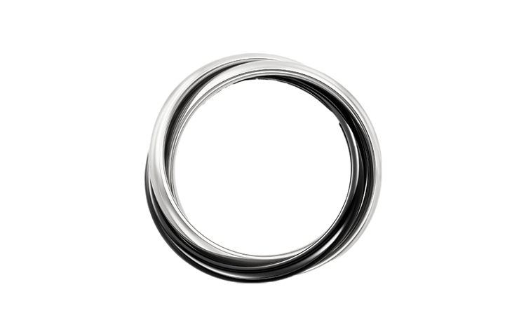 Lookbook カルティエ マルチリング ロゴ デコール 18Kホワイトゴールド セラミックリング 男女兼用 ブラック グレー B4234100