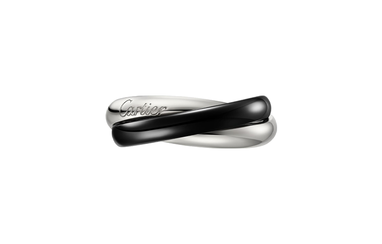 Shop カルティエ マルチリング ロゴ デコール 18Kホワイトゴールド セラミックリング 男女兼用 ブラック グレー B4234100