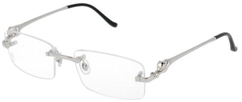 Cartier Panthère Rimless Silver Metal Rectangular Optical Glasses for Men. CT0281O-004 Cartier Panthère Rimless Silver Metal Rectangular Optical Glasses for Men. CT0281O-004