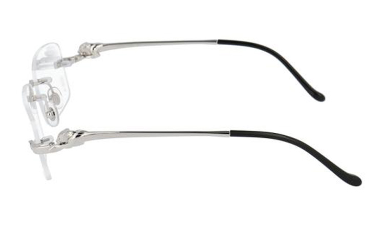 Shop Cartier Panthère 無框銀色金屬矩形男款光學眼鏡 CT0281O-004