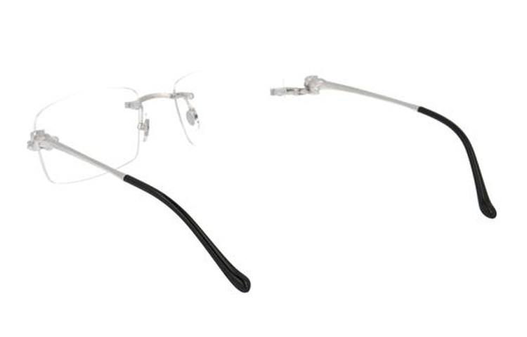 Purchase Cartier Panthère 無框銀色金屬矩形男款光學眼鏡 CT0281O-004