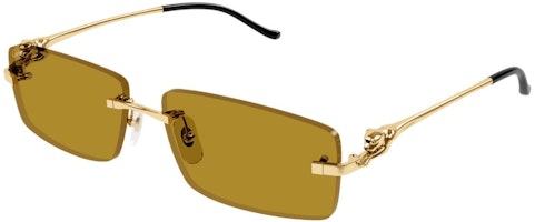 Cartier Panther Design Rectangular Gold Metal Sunglasses Unisex Couple Style. CT0430S003 Cartier Panther Design Rectangular Gold Metal Sunglasses Unisex Couple Style. CT0430S003