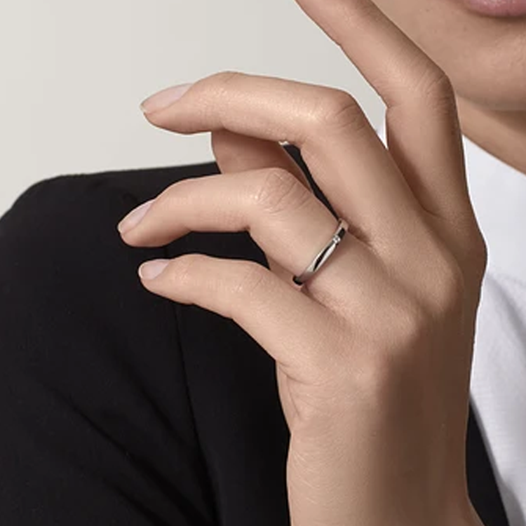 Cartier Platinum Diamond Ring Unisex Couple Style in Silver. B4077752 圖 5