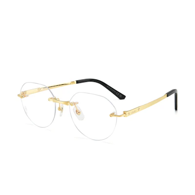 Cartier Rimless Titanium Irregular Optical Frame Unisex Gold CT0408-001