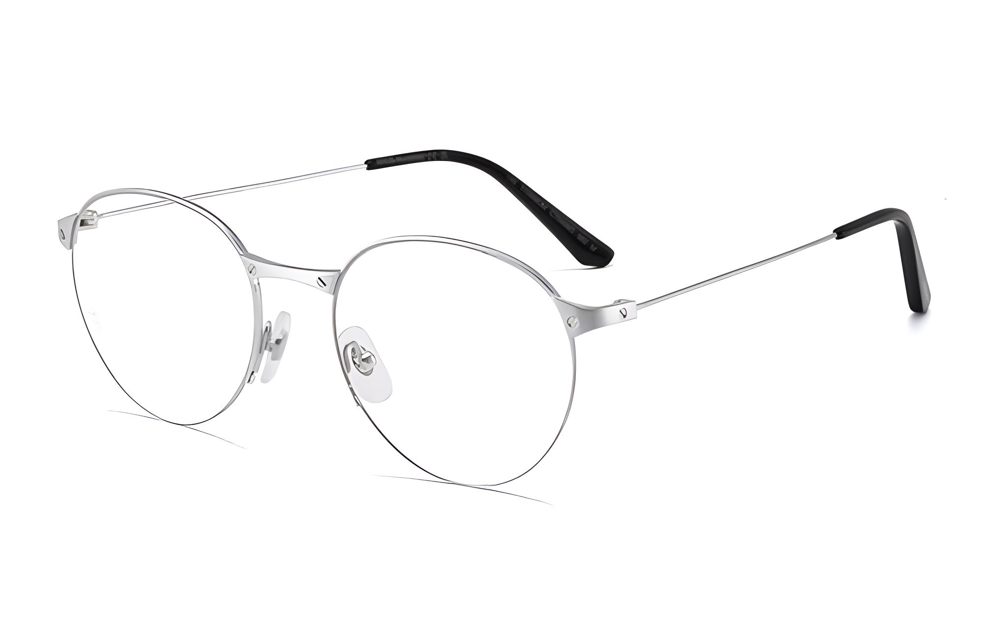 Cartier Santos Full Frame Titanium Oval Optical Glasses Silver Unisex Couple. CT0405O-002