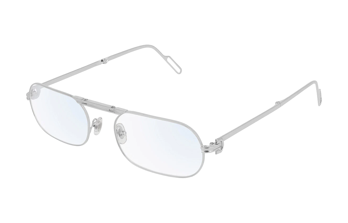 Cartier Silver Metal Irregular Frame Optical Glasses Unisex Couples Style CT0115O 002