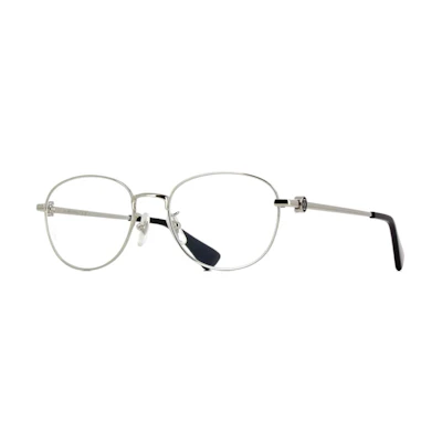 Cartier Silver Oval Metal Optical Eyeglasses for Men with Solid Color Temples CT0491OA
