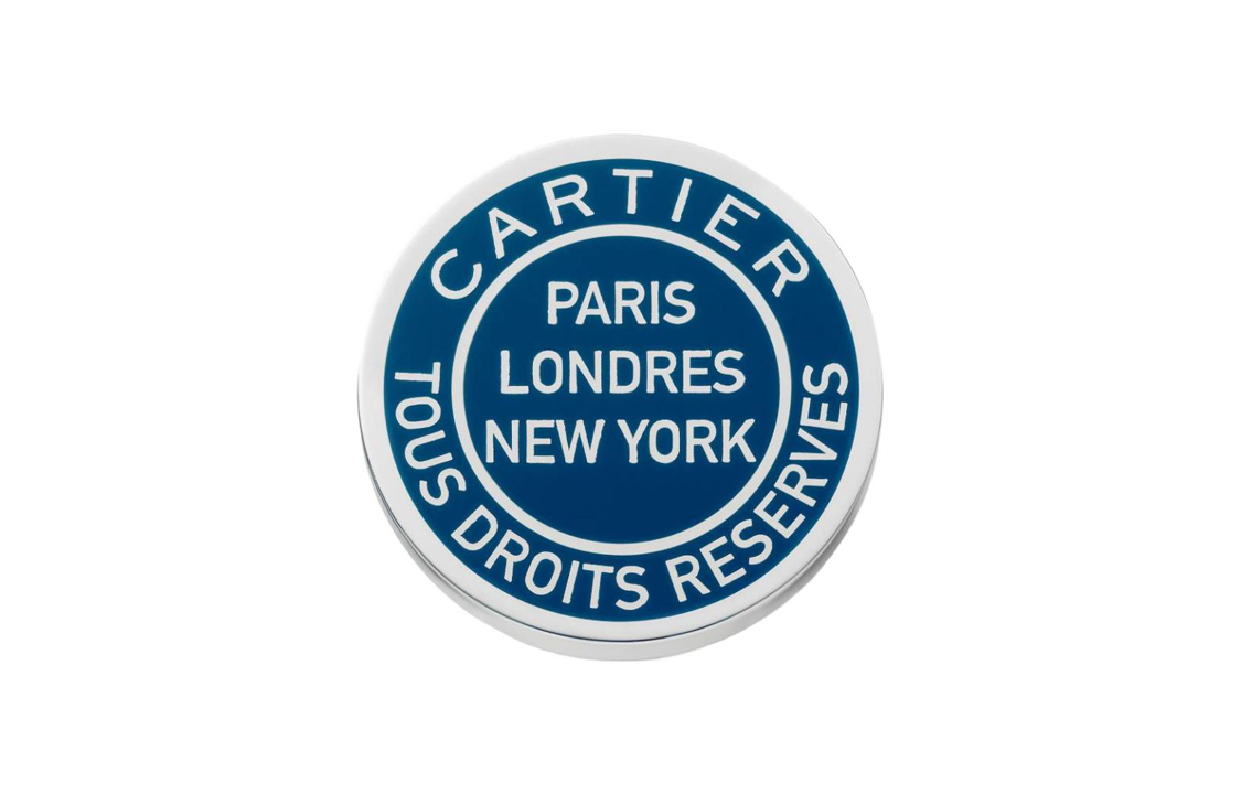 Cartier Silver Stamp Pattern Blue Cufflinks for Men. OG000716 圖 4