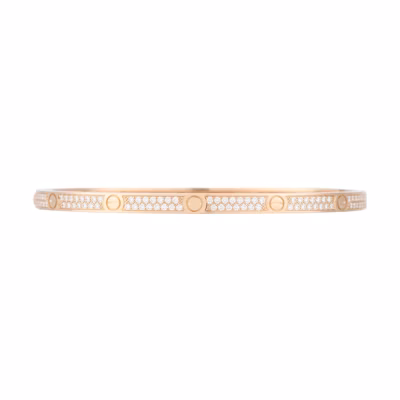 Cartier Small Full Diamond 18K Rose Gold Bracelet Unisex Couples Edition. N6710717