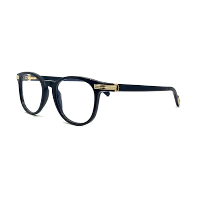 Cartier Striped Acetate Irregular Optical Glasses Unisex Black CT0221O001
