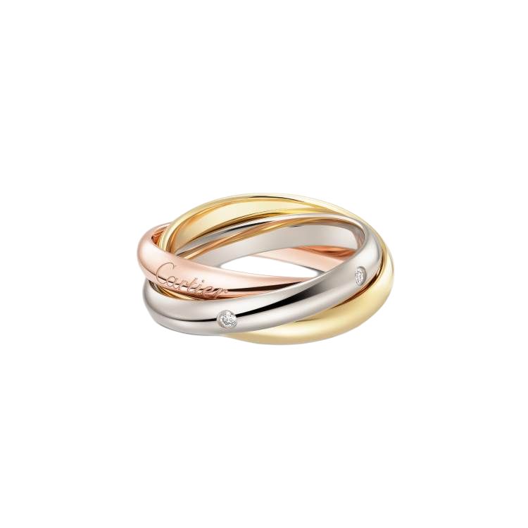 Cartier Trinity 18K Gold Diamond Ring - Unisex Couple Style, Multicolor. B4236400