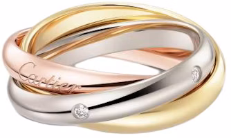 Cartier Trinity 18K Gold Diamond Ring - Unisex Couple Style, Multicolor. B4236400 Cartier Trinity 18K Gold Diamond Ring - Unisex Couple Style, Multicolor. B4236400