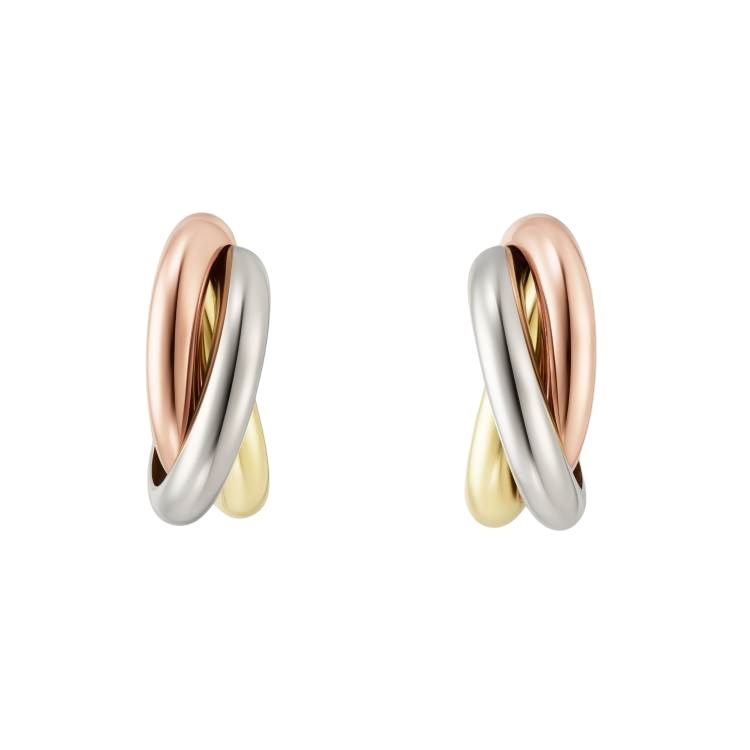 Cartier Trinity 18K Gold Earrings Unisex Couple Style Multicolor 80083231