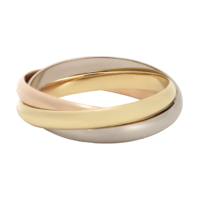 Cartier Trinity Ring 18K Gold Silver/Rose Gold Unisex Couple Narrow Small Size B4086100