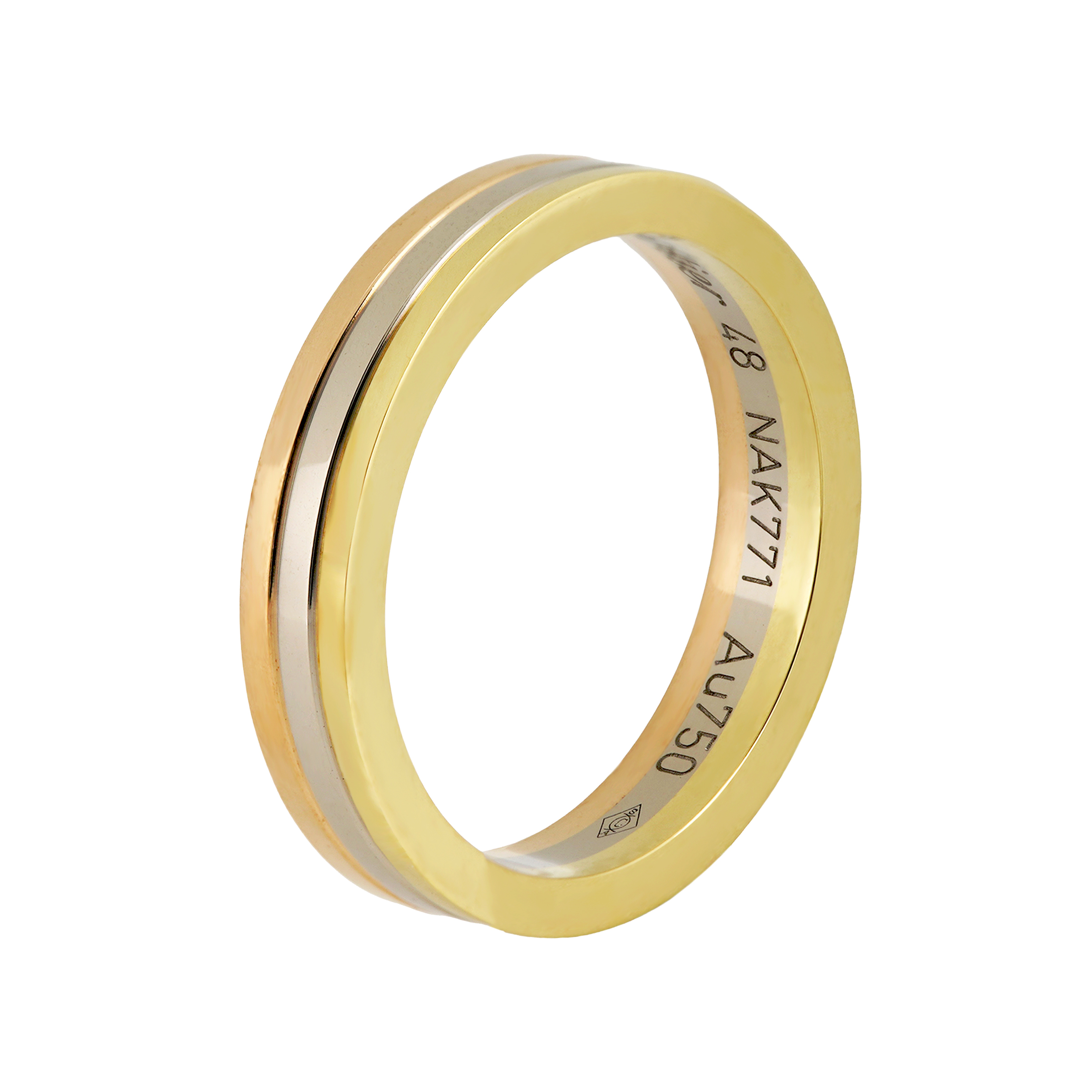 Cartier Trinity Wedding Band 18K White & Rose Gold Unisex Couple Ring B4052200