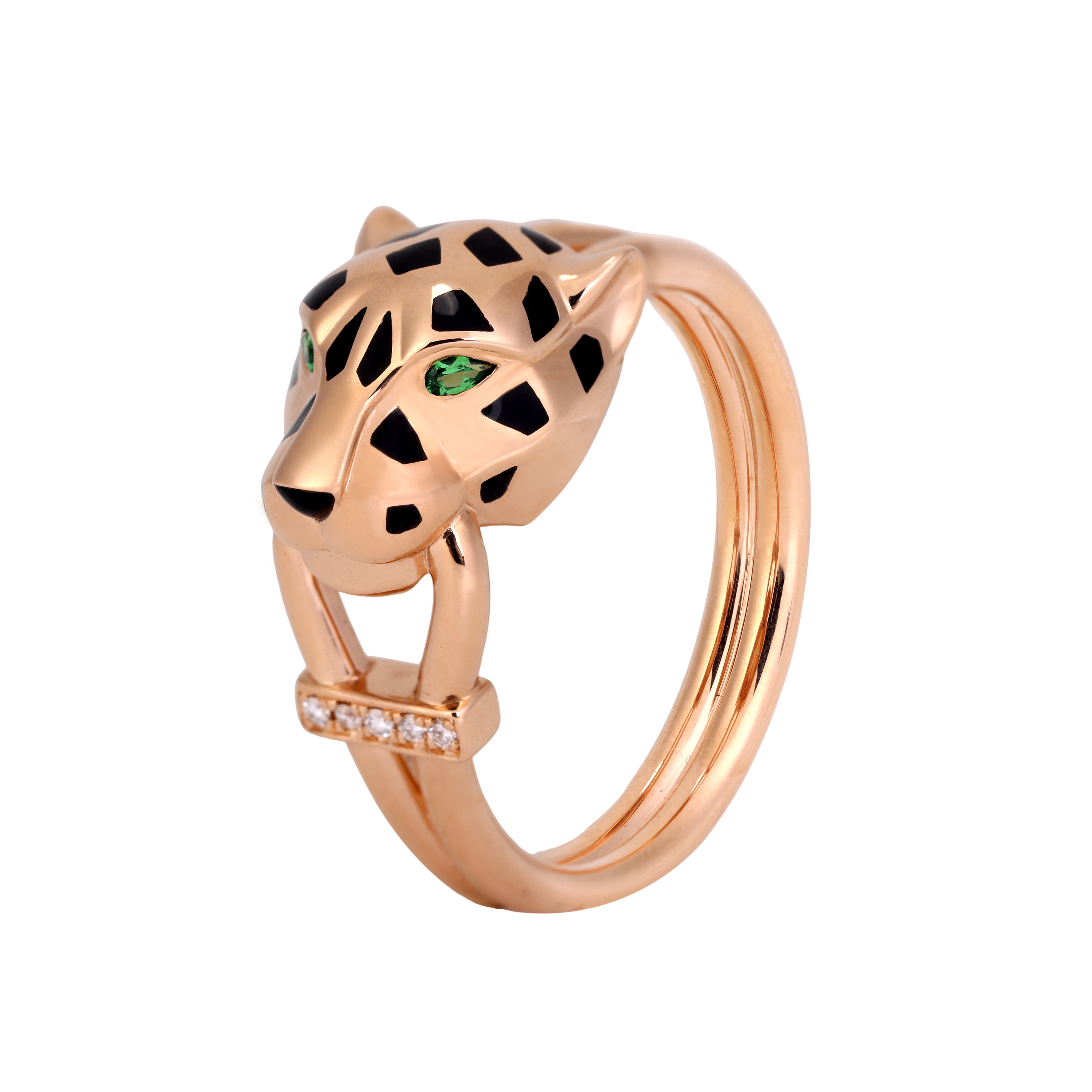 Cartier Tsavorite Garnet & Onyx 18K Rose Gold Ring Unisex Couple Design. B4221400