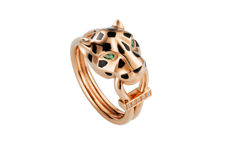 Cartier Tsavorite Garnet & Onyx 18K Rose Gold Ring Unisex Couple Design. B4221400 圖 2