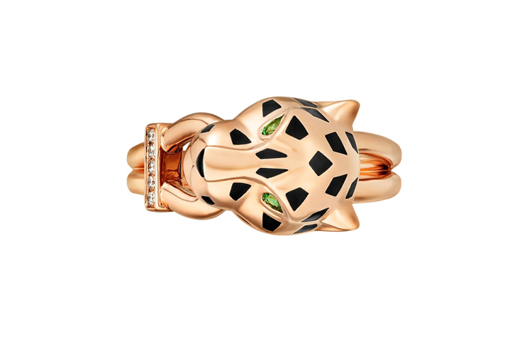 Cartier Tsavorite Garnet & Onyx 18K Rose Gold Ring Unisex Couple Design. B4221400 圖 3