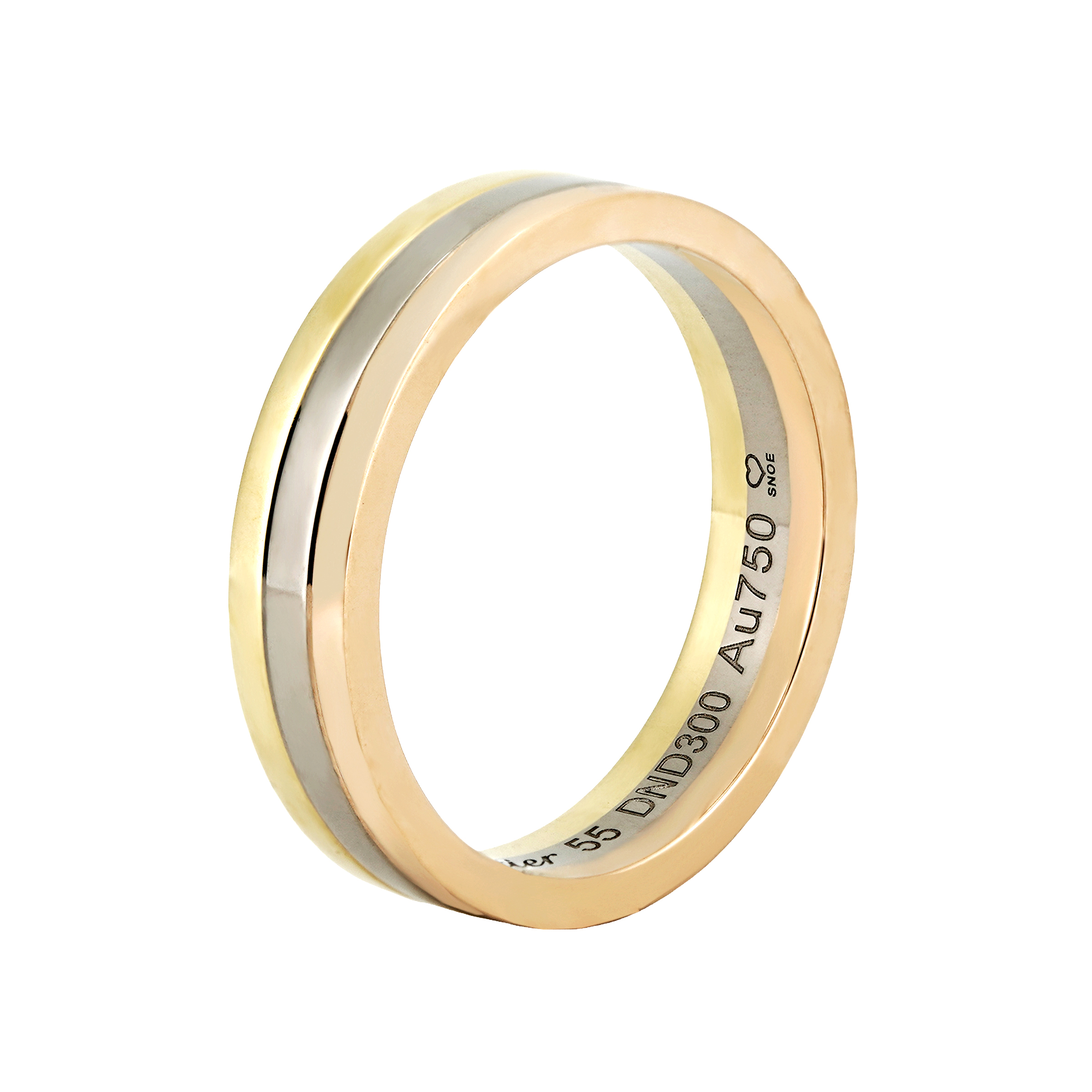 Cartier Vendôme Louis Tri-Color Wide 18K Rose/White/Yellow Gold Ring for Couples B4052100