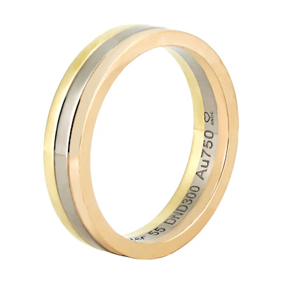 Cartier Vendôme Louis Tri-Color Wide 18K Rose/White/Yellow Gold Ring for Couples B4052100