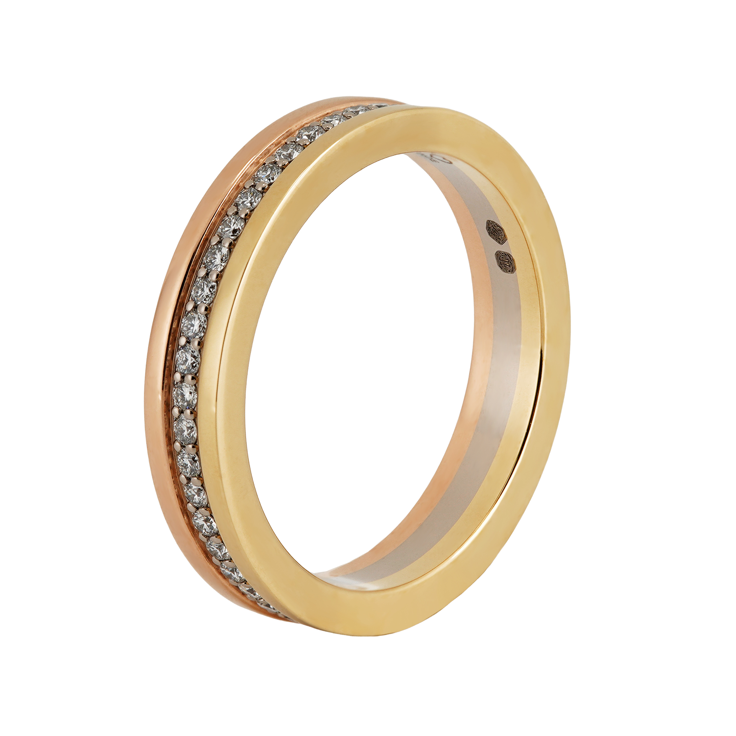 Cartier Vendome Louis Cartier Wedding Ring 18K Gold with Full Circle Diamonds. B4052900