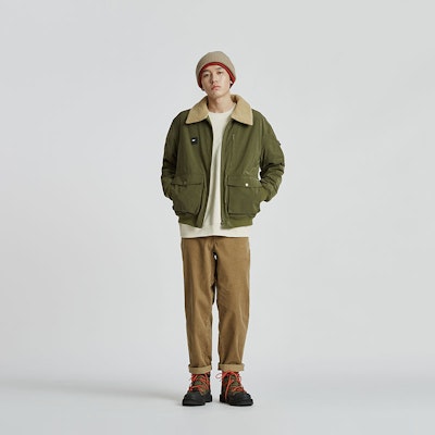 CAT レトロカジュアルコットンジッパージャケット 襟付き長袖 - グリーン. CM3QJT41031 Shop CAT レトロカジュアルコットンジッパージャケット 襟付き長袖 - グリーン. CM3QJT41031