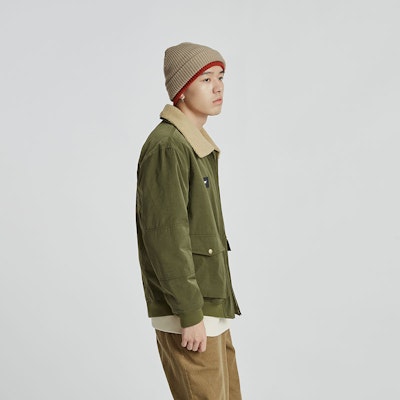 CAT レトロカジュアルコットンジッパージャケット 襟付き長袖 - グリーン. CM3QJT41031 Sizing CAT レトロカジュアルコットンジッパージャケット 襟付き長袖 - グリーン. CM3QJT41031