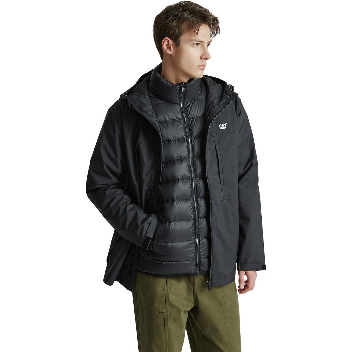 Sizing Jaket Pendek CAT Warna Solid Hoodie Kasual Lengan Panjang dengan Resleting. CM3JAT37141