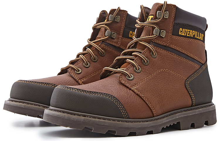 Order CAT Allerton系列 休閒舒適耐磨防滑高筒工裝戶外靴 棕紅色