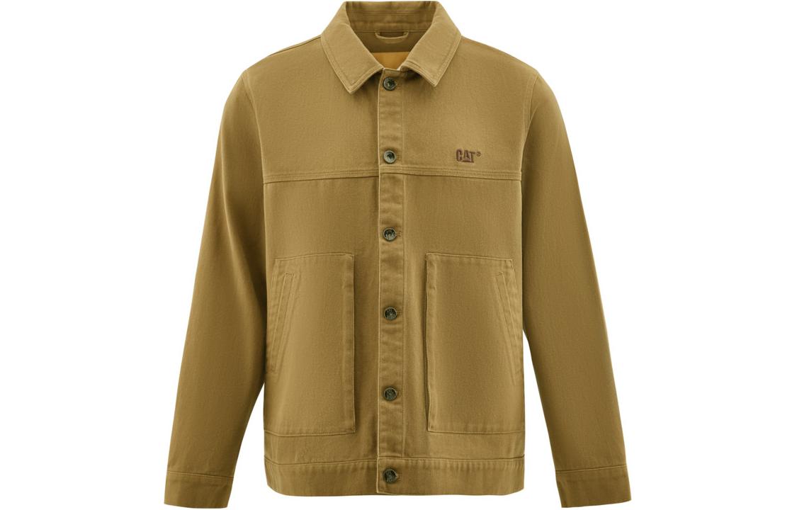 CAT Casual Embroidered Workwear Jacket in Dark Khaki CM3JAT39151-Khaki