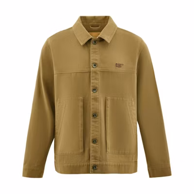 CAT Casual Embroidered Workwear Jacket in Dark Khaki CM3JAT39151-Khaki