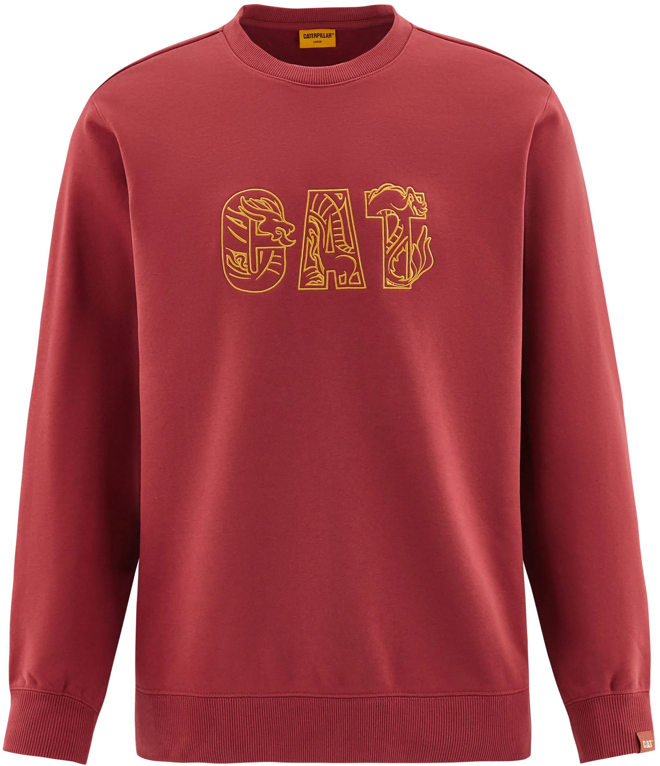 cat-casual-wrinkle-resistant-dragon-print-crewneck-sweatshirt-dark-red-cm-3-swt-48041