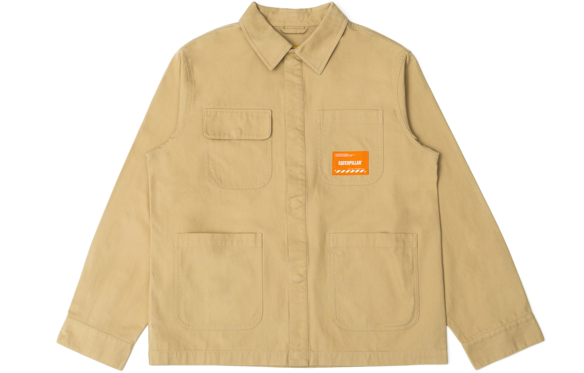 CAT Cater Multi-Pocket Herringbone Workwear Jacket Unisex Dark Khaki CK1JAQ15111