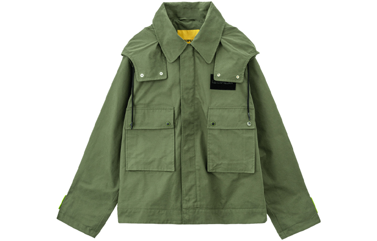 CAT Cater Multi-Pocket Hooded Jacket Yellow Green Mens CJ3JAP22301C23