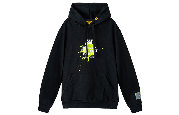 CAT Caterpillar Black Hoodie with Green Splash and Fluorescent Accents - CJ3SWP26071C09